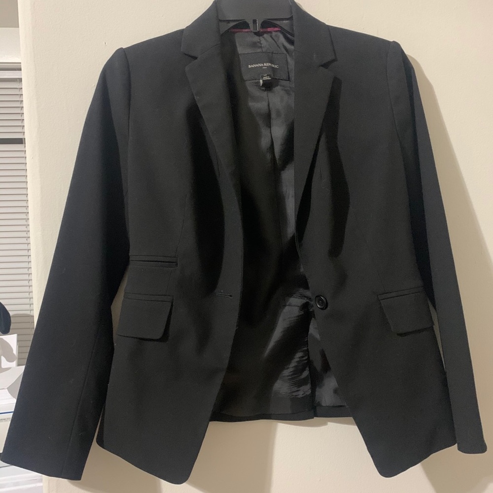 0P Banana Republic Blazer Petite Black